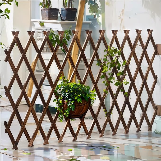 Expandable Garden Trellis, 38" x 89" Large Wooden Lattice Fence Wall Panel Lattice Trellis for Climbing Plants Outdoor Ivy Vine Rose Clematis for Garden Patio Room Decor (1Pcs Brown)