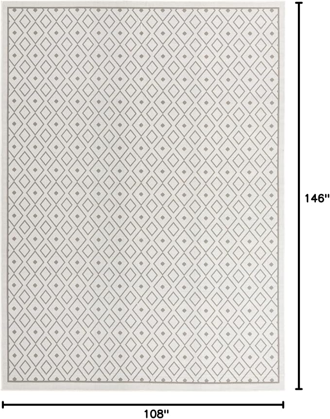 Unique Loom Outdoor Trellis Collection Area Rug - Kafes (9'x 12' 2" Rectangle, Ivory/ Gray)