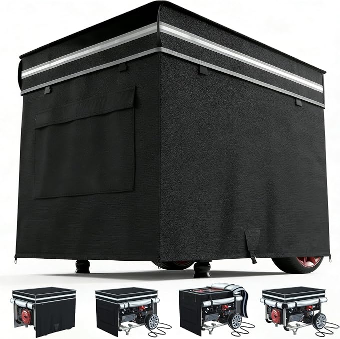 [New Upgraded]Generator Covers While Running, 28"L x 20"W x 20"H Heavy Duty Waterproof Generator Covers for Outside, Compatible with 3000W-5000W Generator, Black