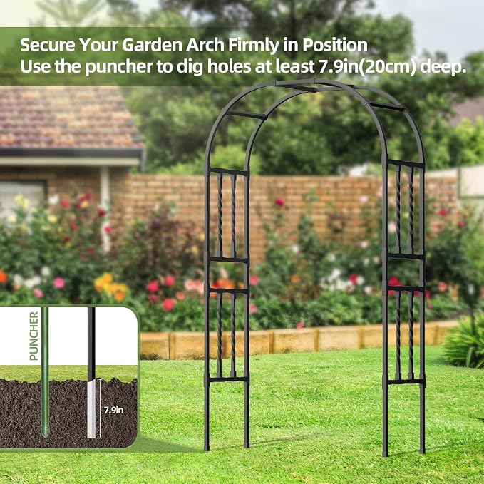 5.9x7.9FT Square Tube Garden Arbor Trellis,Unique Design Metal Arch for Climbing Plants Outdoor,Wedding Archway for Patio Lawn Backyard Ceremony Party