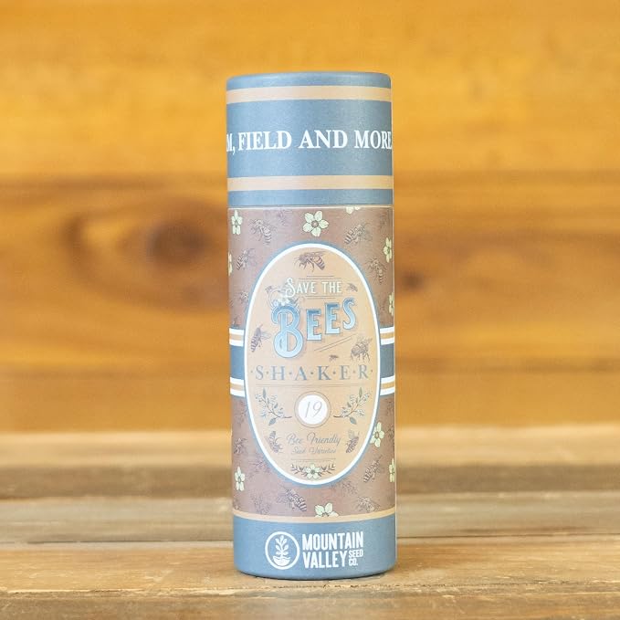 Mountain Valley Seed Co Save the Bees Wildflower Seed Shaker - ~100,000+ | Wildflower Seeds for Planting with 19 Varieties, Easy Seed Shaker, Attracts Bees and Pollinators, Covers up to 370 Sq Ft
