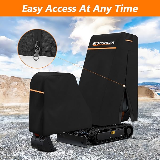 Heavy Duty Mini Excavator Cover, 6-Layer 600D Oxford Fabric with Inner Cotton Split Design for Better Fit, Waterproof All-Weather Machine Protection for 1 Ton Mini Excavator 0.9-1.5Ton