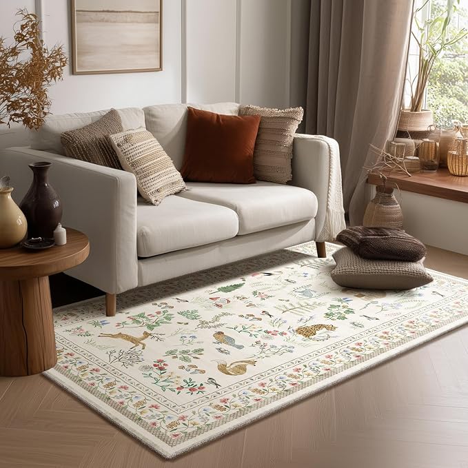 3x5 Washable Area Rugs for Entryway: Small Throw Rugs Stain Resistant Non Slip Low Pile Soft Faux Wool Lightweight Entry Rug for Bedroom Kitchen Living Room Laundry Bathroom Room Front Door Indoor