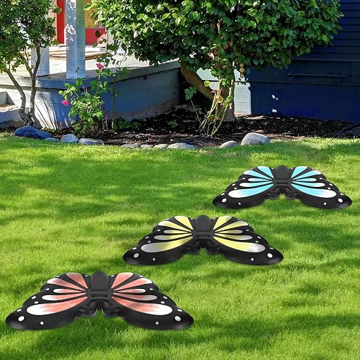 Landical 3 Pcs Butterfly Stepping Stone Resin Garden Stepping Stones Butterfly Outdoor Decorative Stones for Garden Lawn Walkway Pathway Decorations, 9.84 x 7.28 Inch