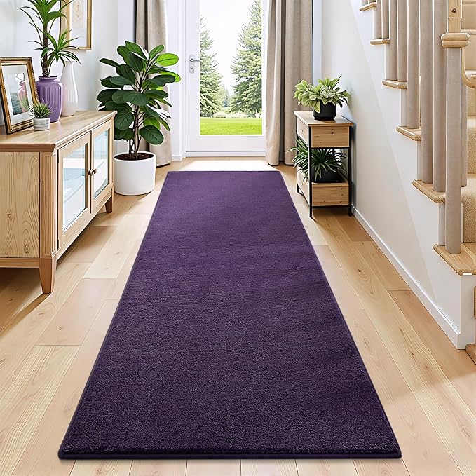 Vasofe 2x6 Runner Rugs for Bedroom Bedside, Purple Hallway Runner Rug | Memory Foam Low-Pile Carpet Runner Rug for Entryway, Living Room, Kitchen, Laundry Room, Throw Carpet for Dorm Room