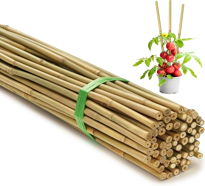 SWANGSA 65 Pack 6 Feet Garden Bamboo Stakes for Plant Support, Garden Poles for Tomatoes, Beans, Flowers, Potted, Indoor and Outdoor Climbing Plants