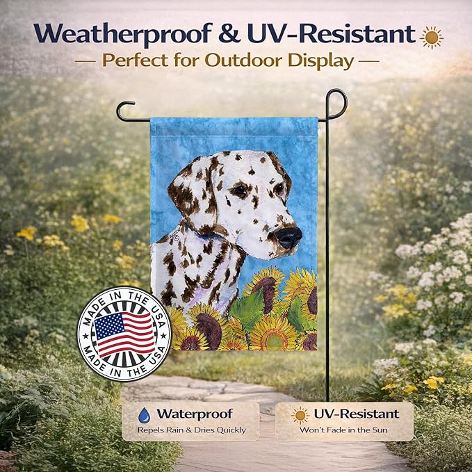 Caroline's Treasures SS4238GF Dalmatian in Summer Flowers Garden Flag Mailbox Flag Decorative Yard Flag Banner Outside Patio Artwork Yard Flower Beds, Garden Size, Multicolor