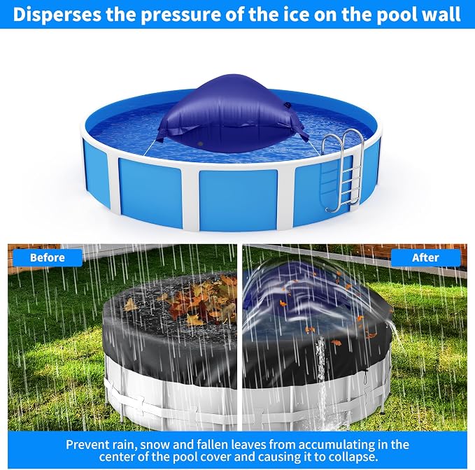 CACSPS Pool Pillow for for Above Ground Pools, 4x8 Ft Pool Air Pillow for Closing Winter Pool Winterizing Kit for Ground Pool, 0.5mm PVC Material, 2X 16.5Ft Rope (Blue)