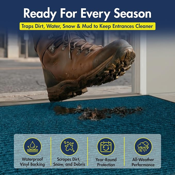Notrax 109 Industrial Door Mat, 3' x 5' Entrance Mat, Heavy Duty Commercial Rugs for Entryway, Welcome Lobbies, Garage, and Mudroom, Made in the USA, Slate Blue, Brush Step 109S0035BU