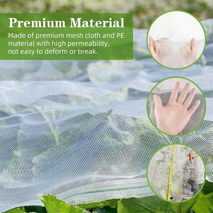 10 x 33FT Garden Mesh Netting, Ultra Fine Mesh Protection Netting Plant Covers Greenhouse Row Cover Raised Bed Screen Barrier Net for Vegetable Fruits Flowers Trees Crops, White