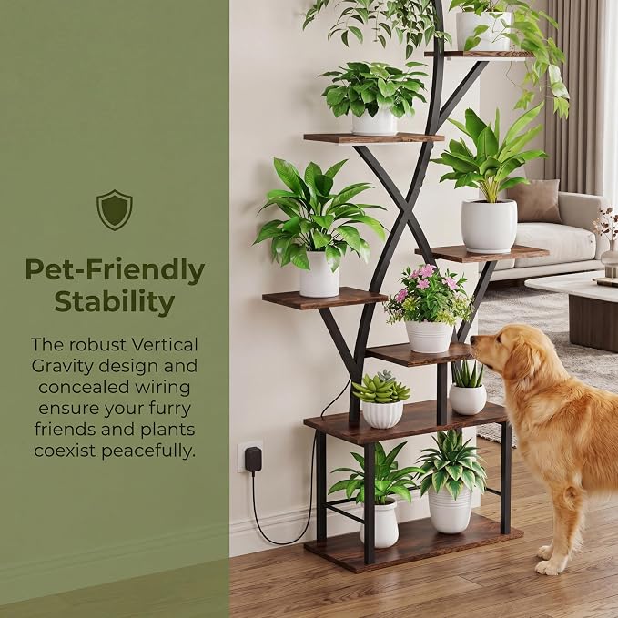 Plant Stand Indoor with Grow Lights 2 Pack Corner Plant Stands 8 Tiered 64" Tall Plant Shelf for Indoor Growing Multiple Metal Flower Holder Home Decor Plant Rack for Living Room Patio Balcony