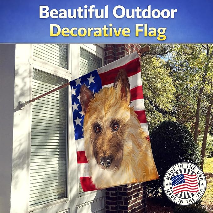 Caroline's Treasures CK6427CHF Belgian Laekenois American Flag House Flag Large Porch Sleeve Pole Decorative Outside Yard Banner Artwork Wall Hanging, Polyester, House Size, Multicolor
