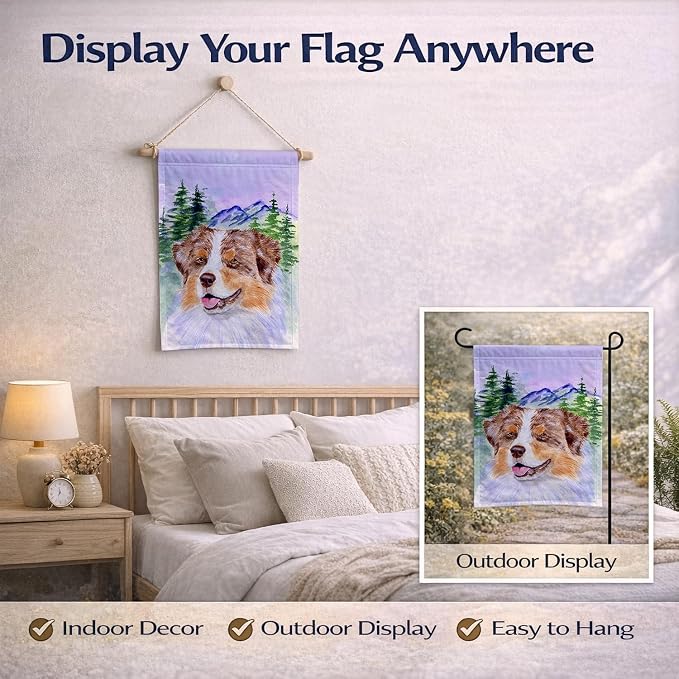 Caroline's Treasures SS8001GF Australian Shepherd Garden Flag Mailbox Flag Decorative Yard Flag Banner Outside Patio Artwork Yard Flower Beds, Garden Size, Multicolor