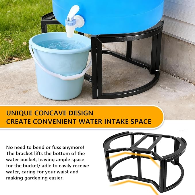 Stainless Steel Rain Barrel Stand - Fits 45/50/55 Gallon Tanks, Heavy Duty Water Collection Base.