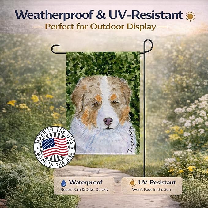 Caroline's Treasures SS8732GF Australian Shepherd Garden Flag Mailbox Flag Decorative Yard Flag Banner Outside Patio Artwork Yard Flower Beds, Garden Size, Multicolor