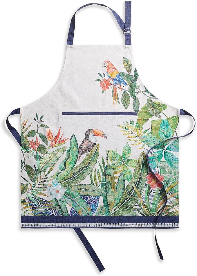 Maison d' Hermine Aprons for women with Pocket 100% Cotton (27.50"x31.50") | Adjustable Neck Strap & long ties Apron Men Chef Wedding Cooking Gardening Server Maid