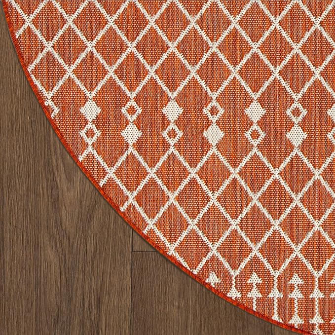 Nourison Home Positano Terracotta 8' x Round Area Rug - Easy Clean, Non Shedding, Bed Room, Living Room, Dining Room, Kitchen (8' x Round)