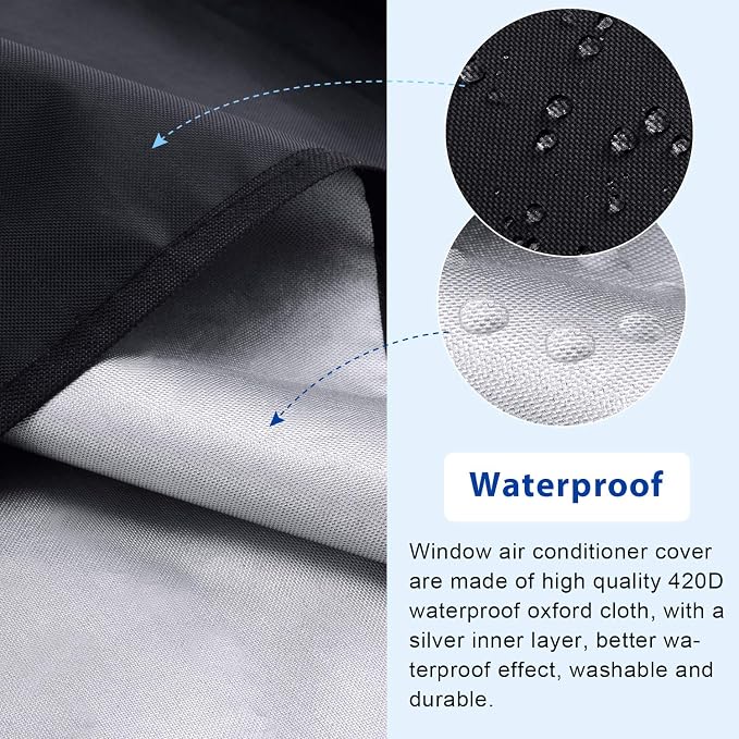 KylinLucky Window Air Conditioner Cover for Outside 25.5 x 21 x 17 inches | AC Cover with Water-Resistant Oxford Top, UV Resistant, Dust Protection, Black