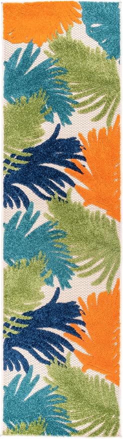 Rugshop Multi Lucca Contemporary Floral Indoor/Outdoor Runner Rug Durable Polypropylene, Weather Resistant, Easy Maintenance, Perfect for Patio, Backyard, Deck and Outdoor Lounge 2'7" x 12'