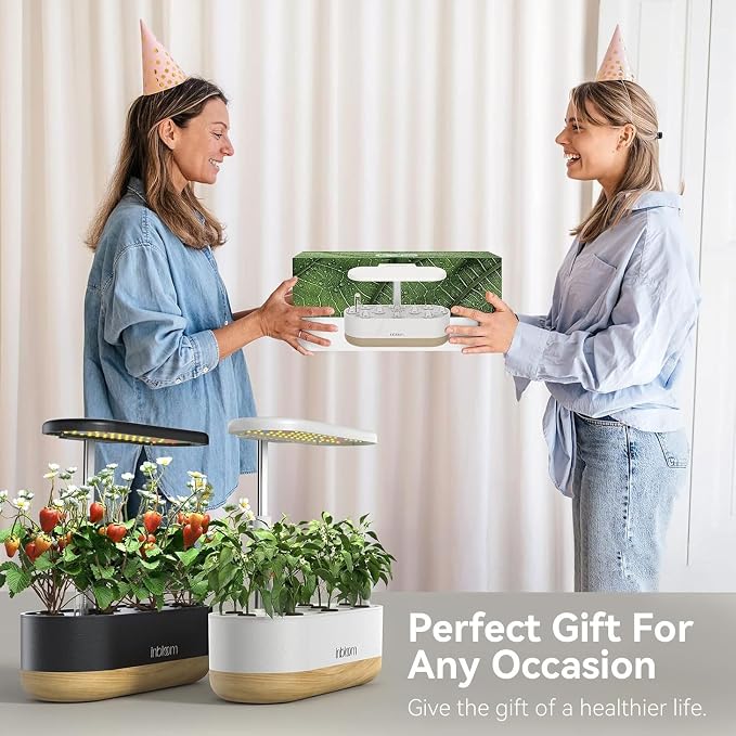 inbloom Hydroponics Growing System 12 Pods, Indoor Herb Garden with LEDs Full-Spectrum Plant Grow Light, Water Shortage Alarm, Automatic Timer, Height Adjustable, Ideal Gardening Gifts for Women