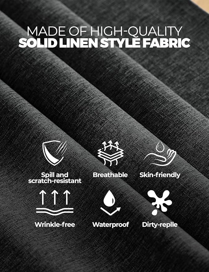 Decorelia Faux Linen Farmhouse Table Cloth 60"x104" for 6 ft Rectangle Table, Black Waterproof Outdoor Washable Cloth Tablecloth for Rectangular Dining Room Kitchen Outdoor Party Restaurant Decor