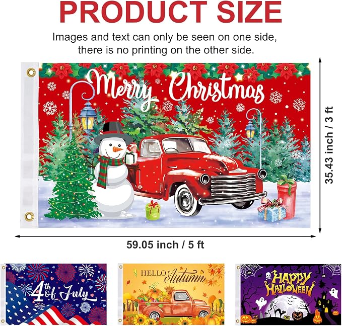 Seasonal Garden Flags Set of 12-3x5 ft Large Outdoor Yard Flags for All Seasons, Fall, Winter, Halloween, and Christmas - Holiday House and Garden Flags for Outside Decor
