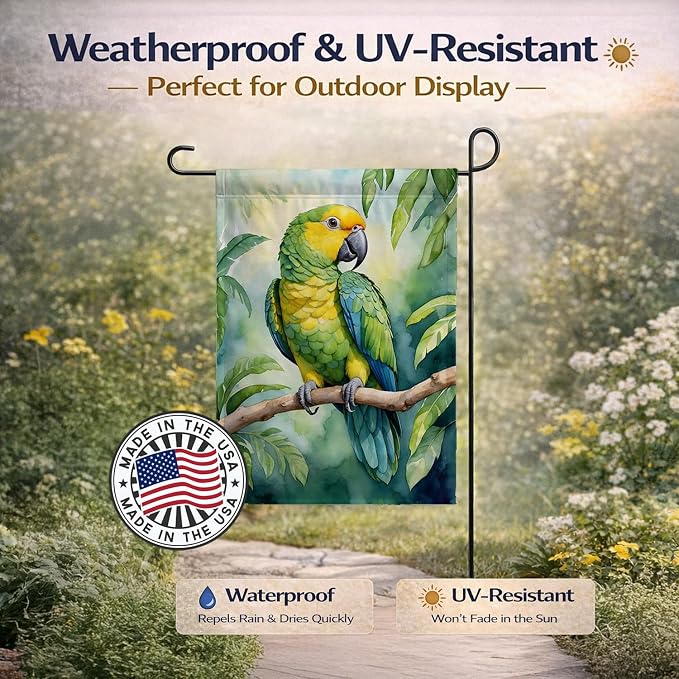 Caroline's Treasures Yellownaped Amazon Parrot Garden Flag Mailbox Flag Decorative Yard Flag Banner Outside Patio Artwork Yard Flower Beds, Garden Size, Multicolor