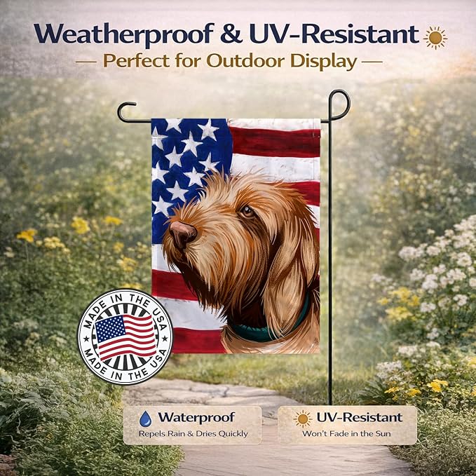 Caroline's Treasures CK6553GF Griffon Fauve de Bretagne American Flag Garden Flag Mailbox Flag Decorative Yard Flag Banner Outside Patio Artwork Yard Flower Beds, Garden Size, Multicolor