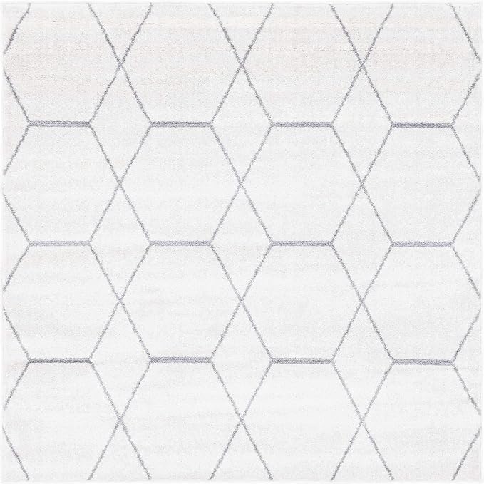 Unique Loom Trellis Frieze Collection Area Rug - Geometric (5' Square, Ivory/ Gray)