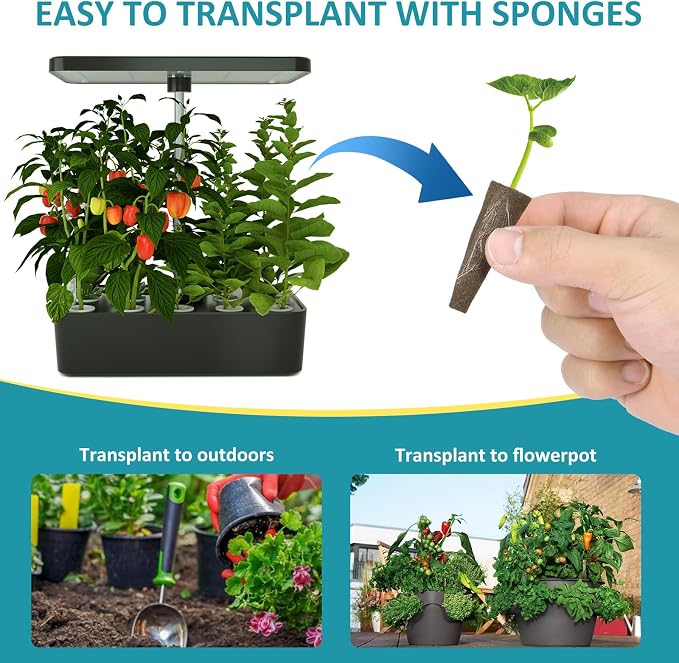 US 100Pcs Grow Sponges for Hydroponics PH Balanced Seed Starter Sponges Kit with 10 Blackout Stickers Root Growth Sponges Gardening Accessories for Hydroponic Indoor Garden System 2x2x5.8cm