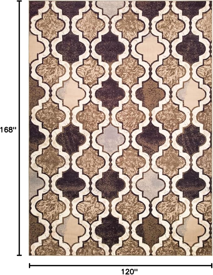 Superior Indoor Washable Rugs, Oversize Area Rug, 10'x14', Ivory | Modern Geometric Trellis Floor Décor, Easy Care High Traffic Areas Living Dining Room, Bedroom, Entryway, Viking Collection