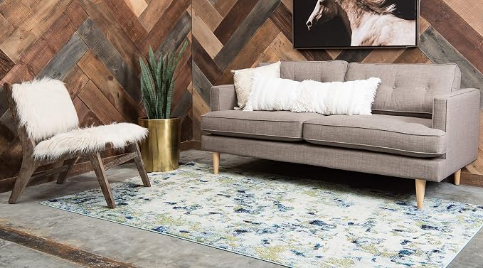 Unique Loom Chromatic Collection Area Rug - Champagne (5' 1" x 8' Rectangle, Light Blue/ Blue)