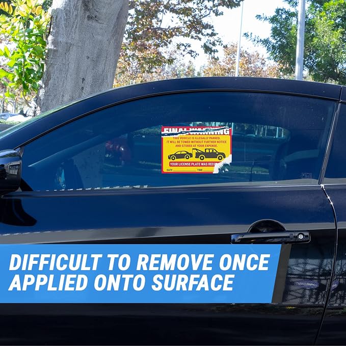 Final Warning Tow Warning Labels (9 x 6 inch, Yellow - 300 Labels) Will Be Towed Stickers - You are Parked Illegally Stickers, Parking Notice Tow Away Sign, HOA Notice (Hard to Remove)