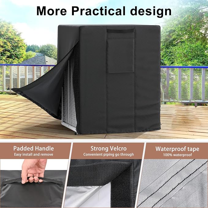 Mrrihand Central Air Conditioner Cover for Outside Units Waterproof Heavy Duty AC Unit for Outdoor Large AC Cover for Winter (34"X34"X38")-Balck