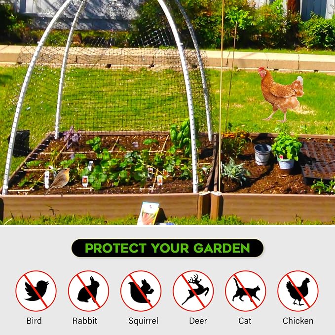 FEED GARDEN Garden Netting 7FT x 25FT for Raised Beds, Heavy Duty Bird Netting & Deer Fence with 3/4 Inch Mesh, UV Resistant Garden Cover for Strawberries, Vegetables, Flowers and Garden Plants