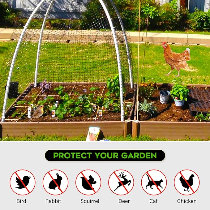 FEED GARDEN Deer Fence Netting&Plant Support Bundle