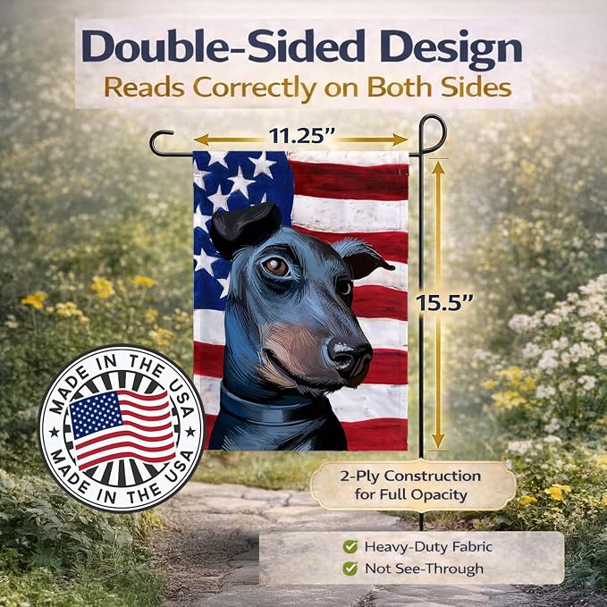 Caroline's Treasures CK6613GF Manchester Terrier American Flag Garden Flag Mailbox Flag Decorative Yard Flag Banner Outside Patio Artwork Yard Flower Beds, Garden Size, Multicolor