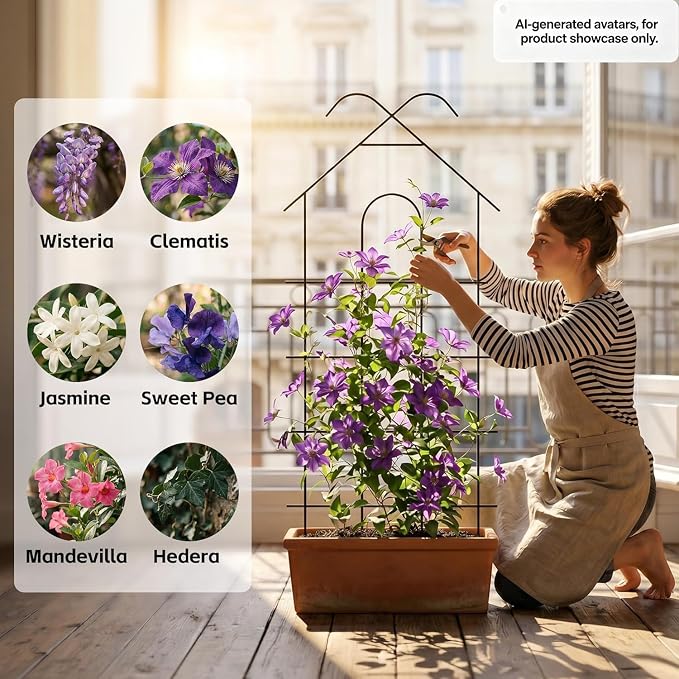 ARIFARO 40" Metal Garden Trellis for Climbing Plants, 4 Pack Large Plant Trellis for Potted Plants, Indoor Outdoor Black Garden Trellis for Vines, Cucumbers, Flowers, 16.5" Wide