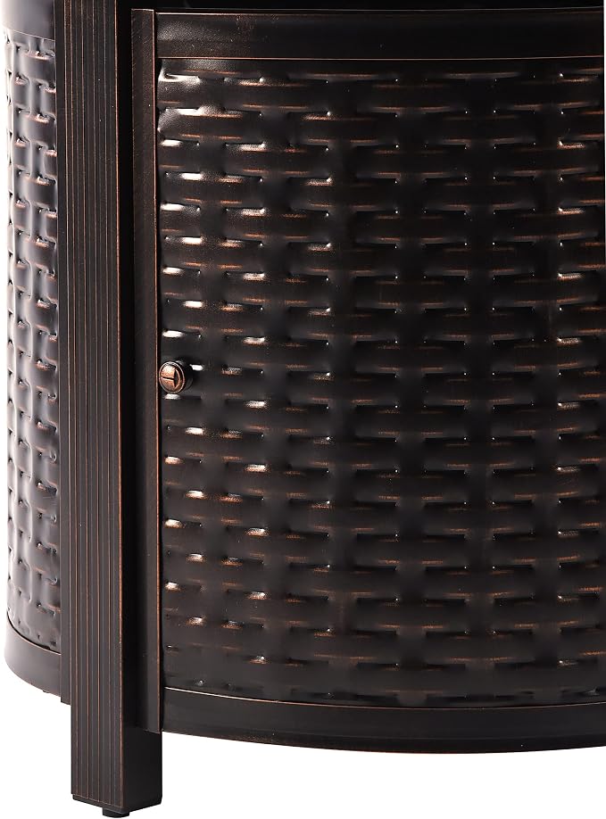Oakland Living Round 34 in. x 34 in. Aluminum Propane Fire Pit Table with Glass Beads, Two Covers, Lid, 37,000 BTUs in Copper Finish