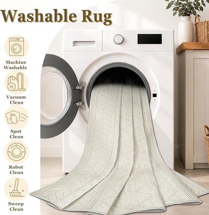 5x7 Area Rug For Living Room, Washable Gray Rugs Non Slip Low Pile | Neutral Large Soft Rug，Modern Geometric Carpet For Bedroom Dining Room Home Office Decor rug