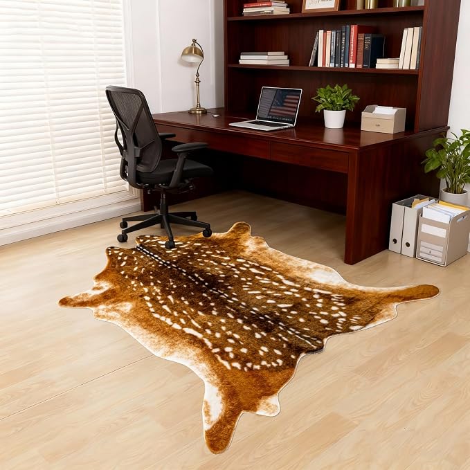 Asuprui Deer Rug, Sika Deer Print Carpet, 5.3X 6.9 Ft,Antelope Rug,Fawn Mat