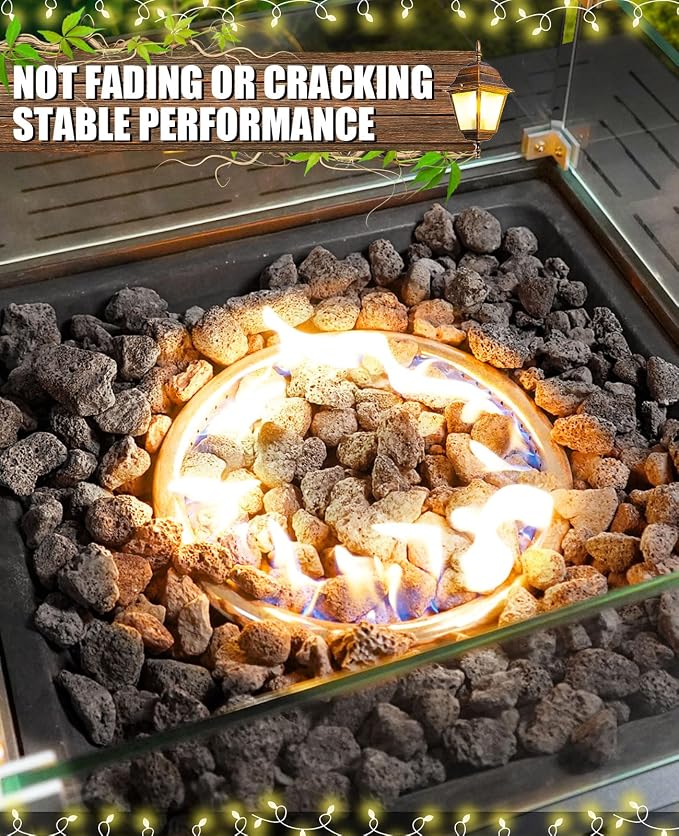 20 lbs Durable Black Lava Stones for Indoor Gas Fireplaces, Fire Pits, and Fire Pit Tables, Gas Fireplace Rocks, 0.8-1.2 Inch Fire Pit Stones for Outdoor Grills and Landscaping