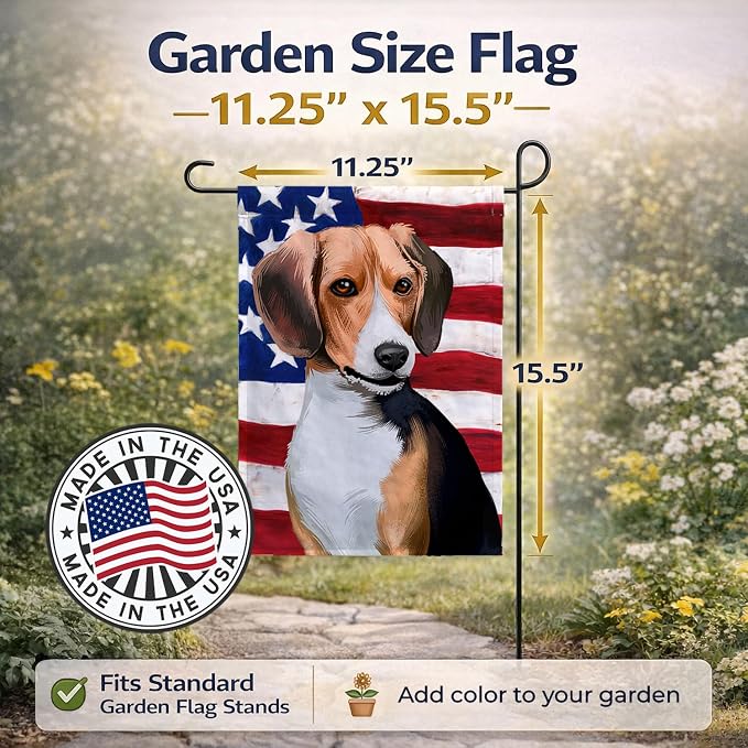Caroline's Treasures CK6421GF Beagle American Flag Garden Flag Mailbox Flag Decorative Yard Flag Banner Outside Patio Artwork Yard Flower Beds, Garden Size, Multicolor
