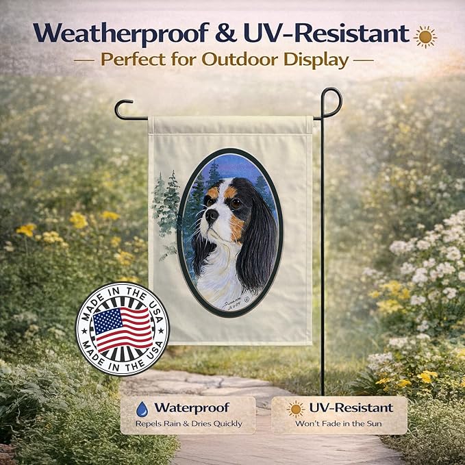 Caroline's Treasures SS8036GF Cavalier Spaniel Garden Flag Mailbox Flag Decorative Yard Flag Banner Outside Patio Artwork Yard Flower Beds, Garden Size, Multicolor