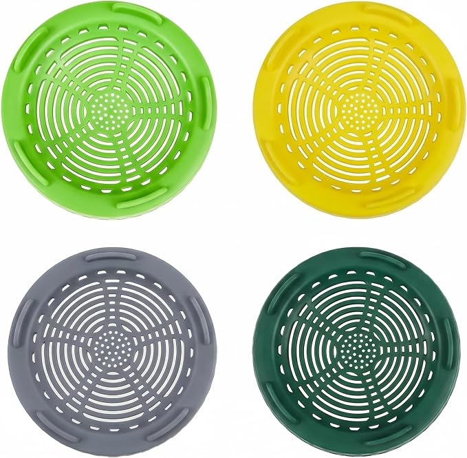 Sprouting Jar Growing Kit for Wide Mouth Mason Jars, Set of 4 Sprouting Lids for Growing Broccoli Seeds, Alfalfa, Mung Bean Sprouts, Masontops Bean Plastic Screen Strainer Lid (Jar Not Included)
