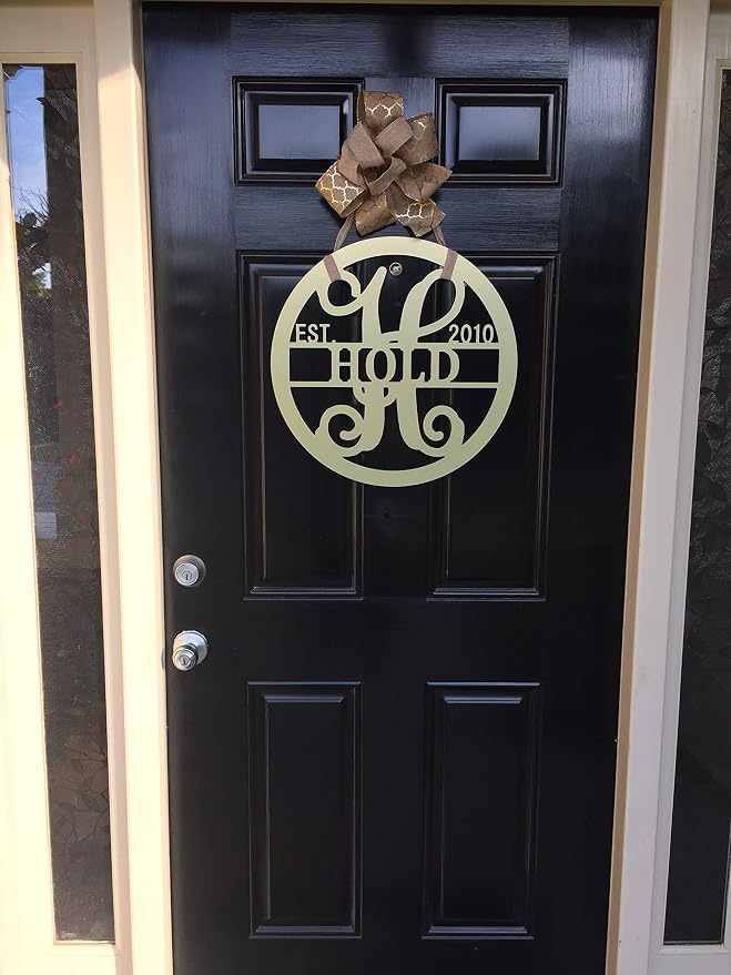 PK Décor Custom Front Door Decor, Split Letter Last Name Sign for New Home, Personalized Monogram Initial, Last Minute Gift for Wife, 18 in, QUICK