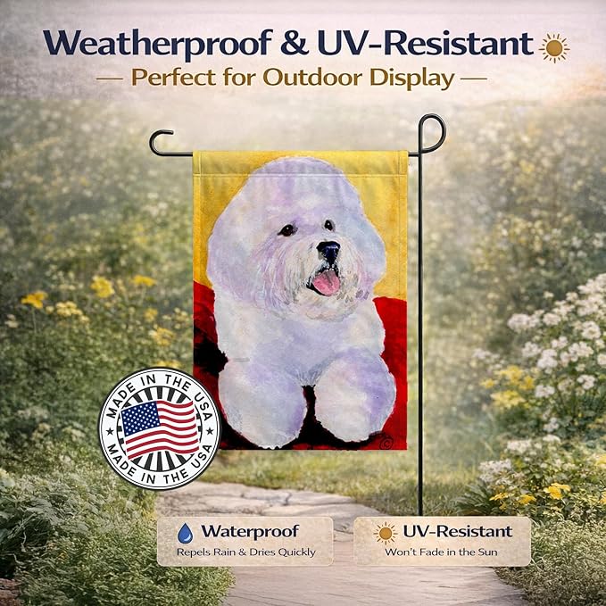 Caroline's Treasures SS8921GF Bichon Frise Garden Flag Mailbox Flag Decorative Yard Flag Banner Outside Patio Artwork Yard Flower Beds, Garden Size, Multicolor