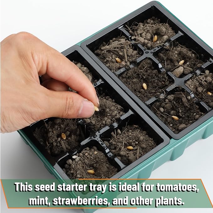 Mr. Pen- Seed Starter Tray Kits, 6.6"x4.6", 10 Set, Total 120 Cells | Durable Plant Germination Trays with Humidity Vented Domes and Bases, Ideal for Seed Starting