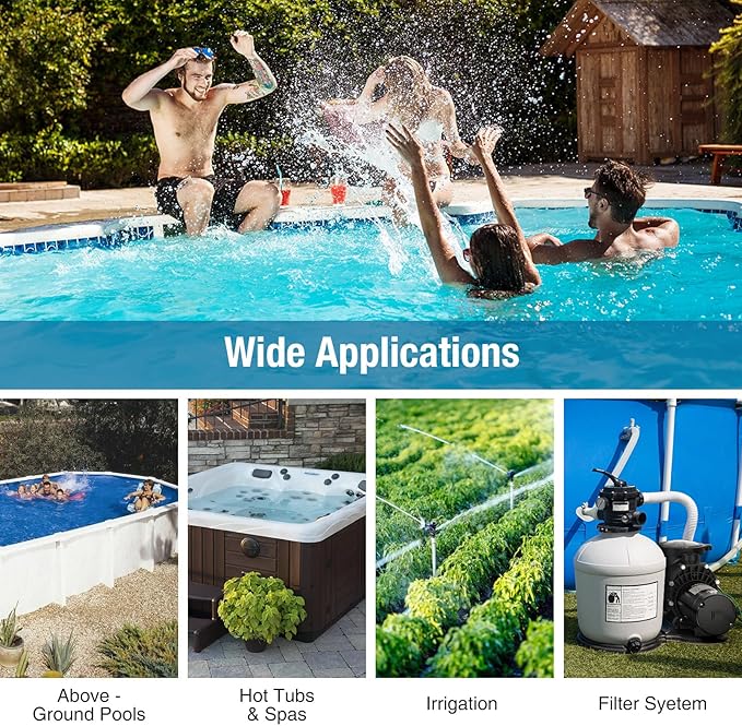 CrestWave 2 HP In/Above Ground Pool Pump Dual Voltage 115V/230V | 6816GPH High Flow Self-Priming Pump, Low Noise Heavy Duty w/Large Strainer Basket, 3-Size Connectors (1.5", 2", 1.25"-1.5")