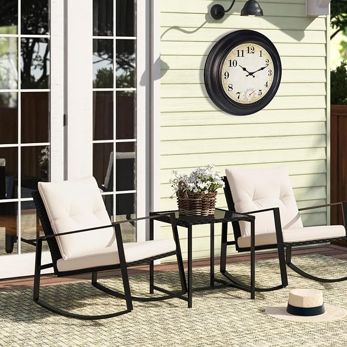 Outdoor Clock Waterproof with Thermometer Wall Clock for Patio Pool Bathroom Kitchen 18 Inch Bronze